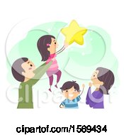 Poster, Art Print Of Happy Family Reaching For The Stars