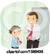 Poster, Art Print Of Father Teaching His Son How To Put On A Neck Tie