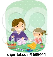 Poster, Art Print Of Mother Teaching Her Daughter A Sewing Craft