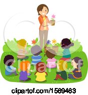 Poster, Art Print Of Teacher And Children Talking About Gardening