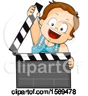 Poster, Art Print Of Baby Boy Holding A Clapper Top
