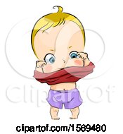 Clipart Of A Baby Boy Dressing Himself Royalty Free Vector Illustration