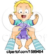 Clipart Of A Baby Boy Getting Changed Into Swimwear Royalty Free Vector Illustration