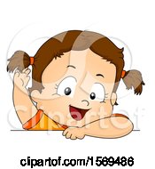 Clipart Of A Toddler Girl With Her Hair In Pig Tails Royalty Free Vector Illustration