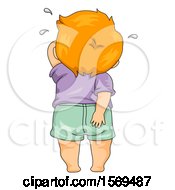 Clipart Of A Rear View Of A Baby Boy Crying And Holding His Bottom After A Spanking Royalty Free Vector Illustration