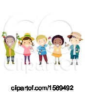 Poster, Art Print Of Group Of Children With Gardening Tools And Harvested Produce