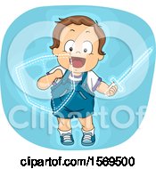 Clipart Of A Toddler Boy Knight With An Imaginary Sword And Shield Royalty Free Vector Illustration