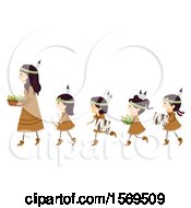 Poster, Art Print Of Group Of Native American Girls Following A Woman With Bark Bow Drill And Corn
