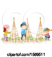 Poster, Art Print Of Group Of Children Setting Up Garden Trellises