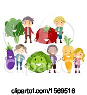 Poster, Art Print Of Boys And Girls With Produce Characters