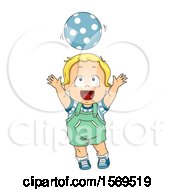 Clipart Of A Toddler Boy Playing With A Ball Royalty Free Vector Illustration by BNP Design Studio