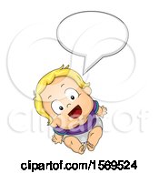Clipart Of A Baby Boy Talking And Looking Up Royalty Free Vector Illustration by BNP Design Studio
