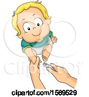 Clipart Of A Baby Boy Getting His Nails Trimmed Royalty Free Vector Illustration