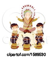 Poster, Art Print Of Group Of Native American Children Sitting Around An Elder As He Tells A Story