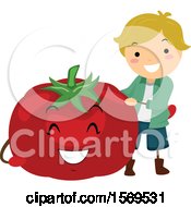 Poster, Art Print Of Boy With A Happy Tomato Character