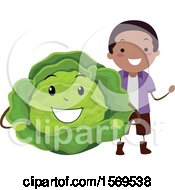 Clipart Of A Boy With A Cabbage Character Royalty Free Vector Illustration