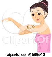 Clipart Of A Teen Girl Dry Brushing Her Skin Royalty Free Vector Illustration