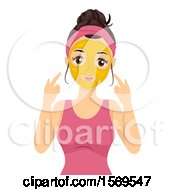 Clipart Of A Teen Girl With An Applied Gold Face Mask Royalty Free Vector Illustration by BNP Design Studio
