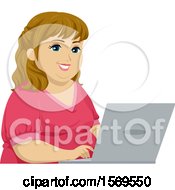 Clipart Of A Chubby Teen Girl Using A Laptop Royalty Free Vector Illustration by BNP Design Studio