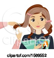 Poster, Art Print Of Teen Girl Getting A Hair Cut And Reading A Magazine