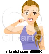 Clipart Of A Teen Girl Brushing Her Teeth Royalty Free Vector Illustration by BNP Design Studio