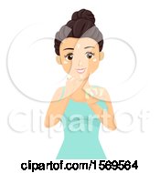 Clipart Of A Teen Girl Applying Facial Cream Royalty Free Vector Illustration