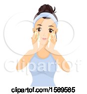 Poster, Art Print Of Teen Girl Washing Her Face With Foam
