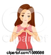 Clipart Of A Teen Girl Measuring Her Chest Royalty Free Vector Illustration
