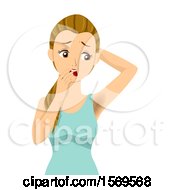 Clipart Of A Teen Girl Embarassed Over Her Dark Underarms Royalty Free Vector Illustration