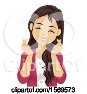 Clipart Of A Teen Girl Forming Hearts With Her Fingers Royalty Free Vector Illustration