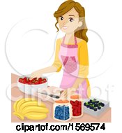 Teen Girl Preserving Fruit