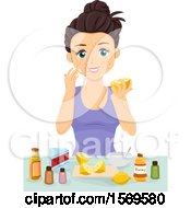 Poster, Art Print Of Teen Girl With Acne Making Her Own Solution