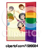 Poster, Art Print Of Group Of Teenagers Welcoming At A Door