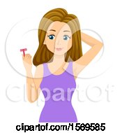Poster, Art Print Of Teen Girl Shaving Her Underarms With A Razor