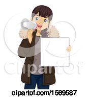 Poster, Art Print Of Teen Girl Using A Megaphone And Holding A Sign