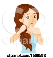 Clipart Of A Teen Girl Popping Pimples Royalty Free Vector Illustration by BNP Design Studio