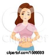 Clipart Of A Teen Girl Worrying About Her Bloated Belly Royalty Free Vector Illustration by BNP Design Studio