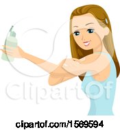 Clipart Of A Teen Girl Applying Body Lotion Royalty Free Vector Illustration by BNP Design Studio