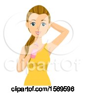 Clipart Of A Teen Girl Holding Spray Deodorant Royalty Free Vector Illustration by BNP Design Studio
