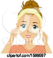 Clipart Of A Teen Girl Using Eye Masks Royalty Free Vector Illustration