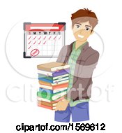 Poster, Art Print Of Teen Guy Student Carrying Books