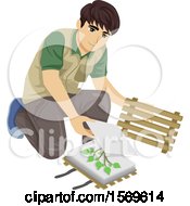 Poster, Art Print Of Teen Guy Botanist Pressing Collected Plant Samples For A Herbarium