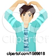 Poster, Art Print Of Teen Guy Forming A Heart With His Arms Over His Head