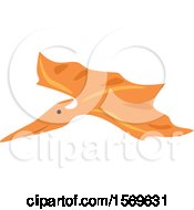 Poster, Art Print Of Flying Orange Pterodactyl Dinosaur