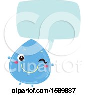 Clipart Of A Blue Water Drop Talking Royalty Free Vector Illustration by BNP Design Studio