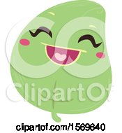 Clipart Of A Happy Green Leaf Royalty Free Vector Illustration