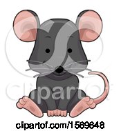 Clipart Of A Cute Sitting Rat Royalty Free Vector Illustration