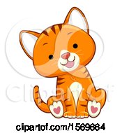Clipart Of A Cute Ginger Tabby Cat With Heart Pads On Its Paws Royalty Free Vector Illustration