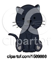 Clipart Of A Cute Sitting Black Cat Or Panther Royalty Free Vector Illustration