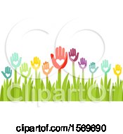 Clipart Of A Garden Of Colorful Hand And Heart Flowers Royalty Free Vector Illustration